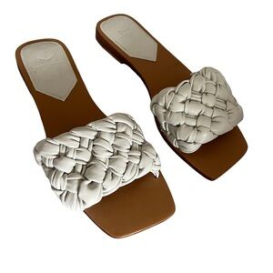 Marc Fisher RL Reanna White Leather Braided Slip On